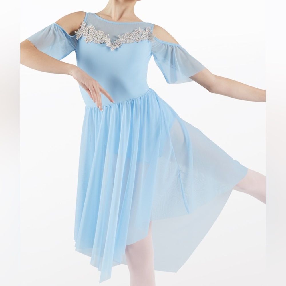 Weissman dance costume lyrical dress leotard blue THE GARDEN 12377 SA adult